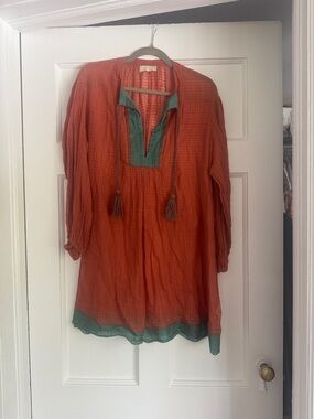 Ulla Johnson Burnt Coral Crinkled Tunic